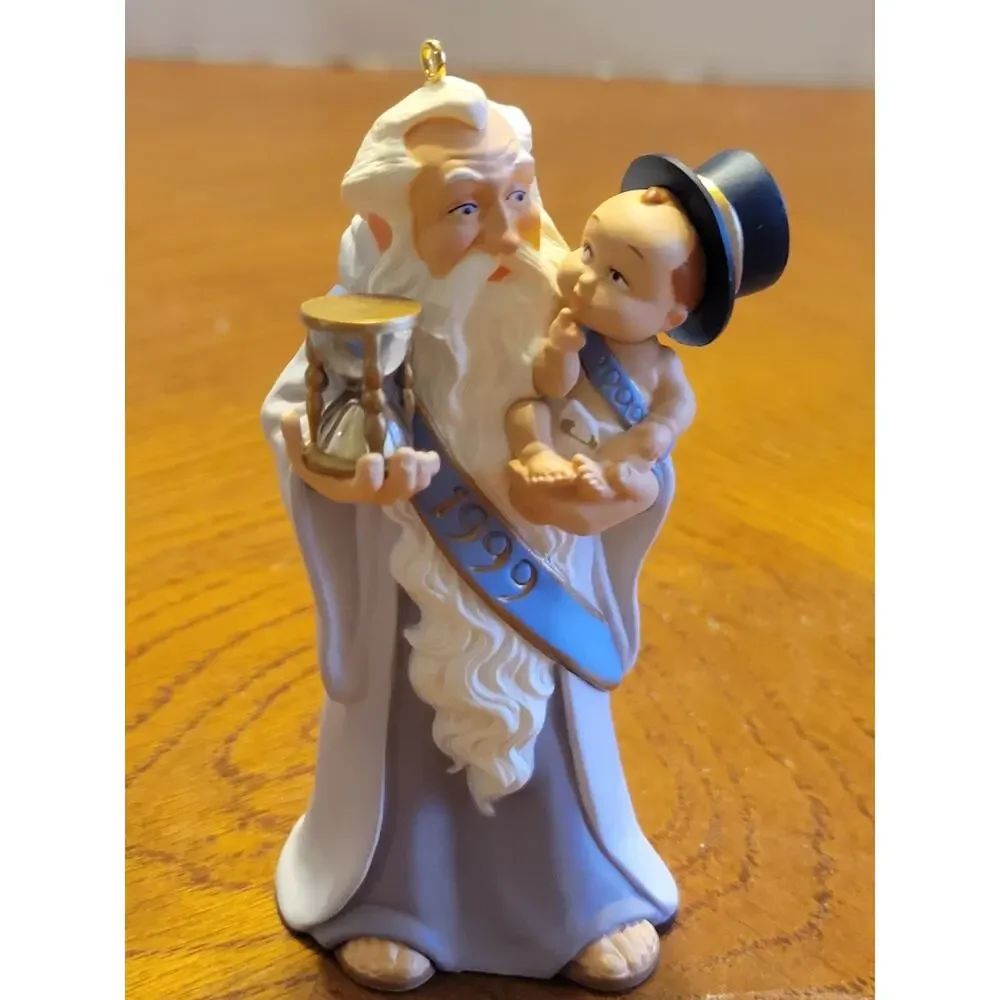 Vtg Hallmark Keepsake Father Time 1999 Welcome 2000 Holiday Christmas Ornament
